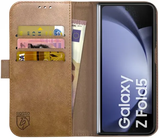 Rosso Element Samsung Galaxy Z Fold 5 Hoesje Book Case Wallet Bruin afbeelding 1