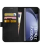 Rosso Deluxe Samsung Galaxy Z Fold 5 Hoesje Echt Leer Book Case Zwart