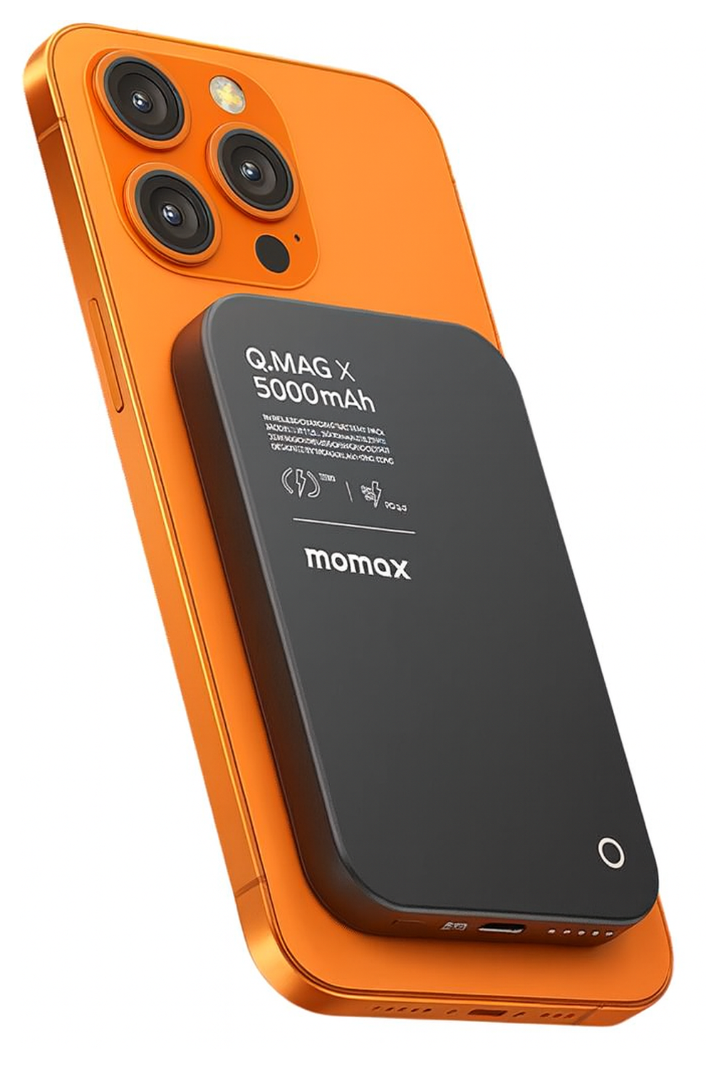 Momax 5.000 mAh Draadloze Powerbank met MagSafe Compact Zwart afbeelding 1