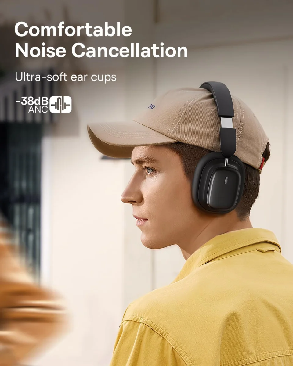 Baseus Bowie H1i Noise Cancelling Draadloze Koptelefoon ANC Zwart afbeelding 2