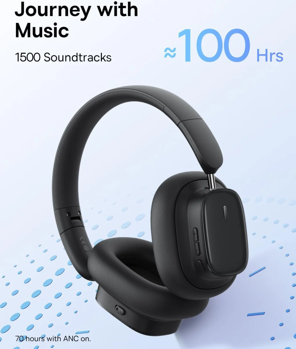 Baseus Bowie H1i Noise Cancelling Draadloze Koptelefoon ANC Zwart afbeelding 8