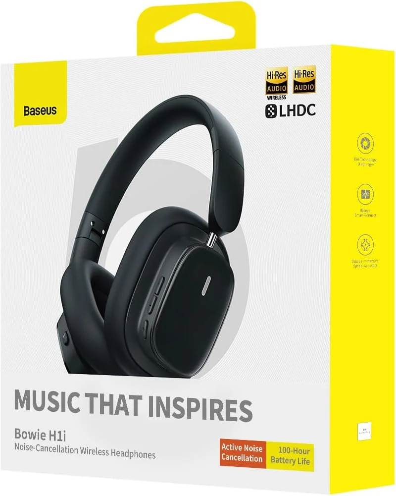Baseus Bowie H1i Noise Cancelling Draadloze Koptelefoon ANC Zwart afbeelding 15