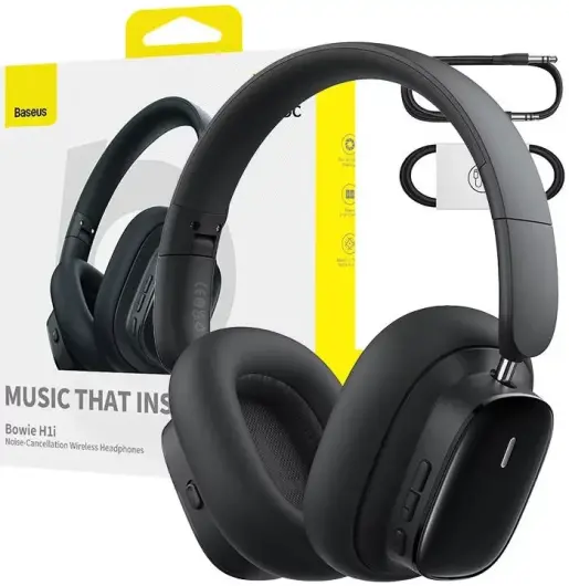 Baseus Bowie H1i Noise Cancelling Draadloze Koptelefoon ANC Zwart afbeelding 14