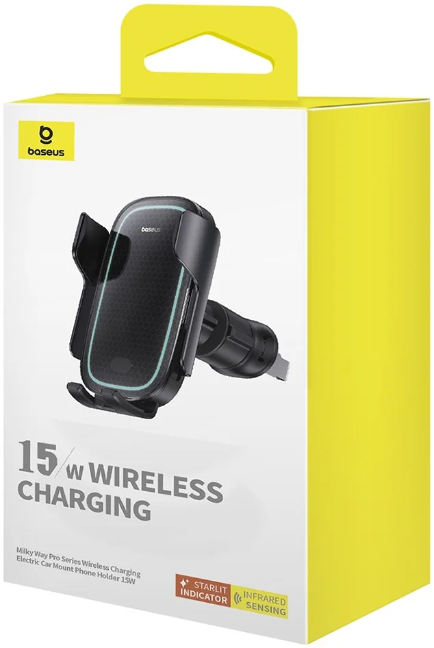 Baseus MilkyWay Telefoon Ventilatierooster Draadloos Opladen 15W Zwart afbeelding 9