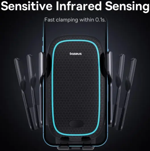Baseus MilkyWay Telefoon Ventilatierooster Draadloos Opladen 15W Zwart afbeelding 4