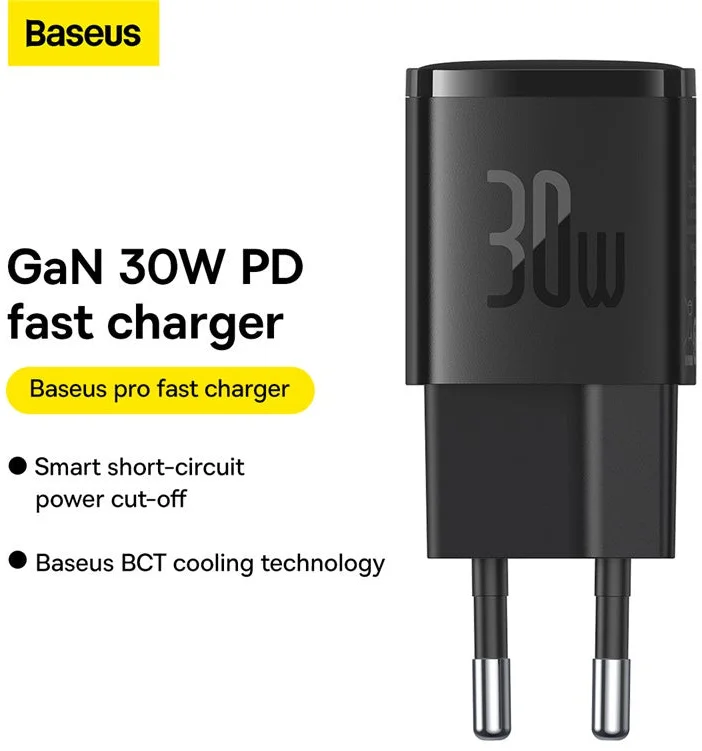 Baseus GaN5 30W Compacte Snellader USB-C PD Zwart afbeelding 2