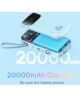 Baseus 20.000 mAh Powerbank met Ingebouwde USB-C/Lightning Kabel Blauw