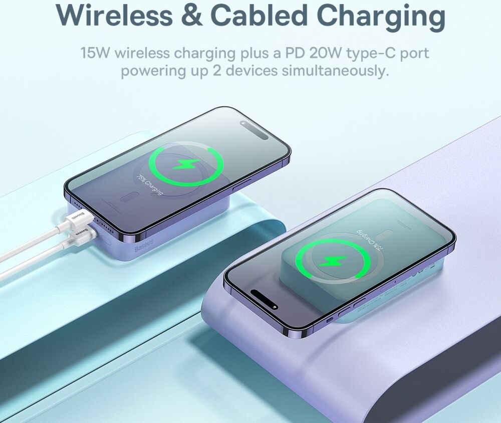 Baseus 20.000 mAh Powerbank Fast Charge met MagSafe Blauw 20W afbeelding 4