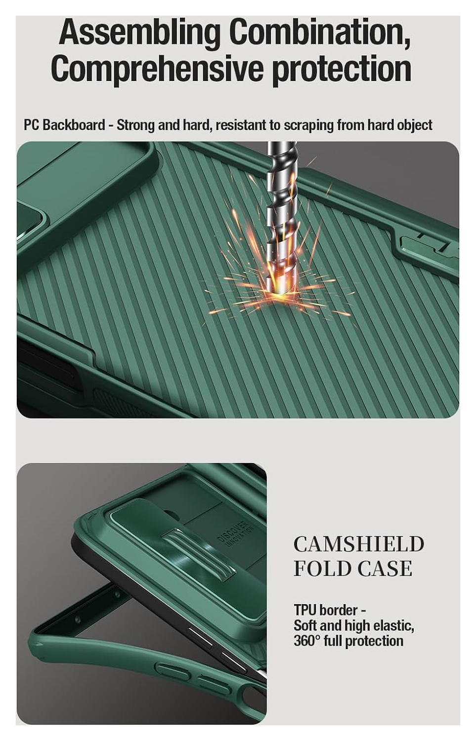 Nillkin CamShield Samsung Galaxy Z Fold 5 Hoesje Camera Slider Groen afbeelding 9