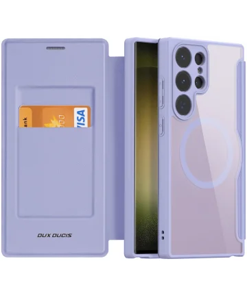 Dux Ducis Skin X Pro Samsung S23 Ultra Hoesje MagSafe Book Case Paars Hoesjes