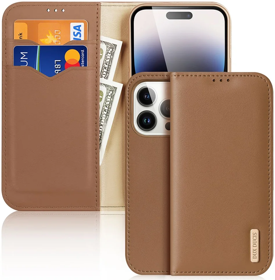 Dux Ducis Hivo Apple iPhone 15 Pro Hoesje RFID Book Case Bruin afbeelding 1