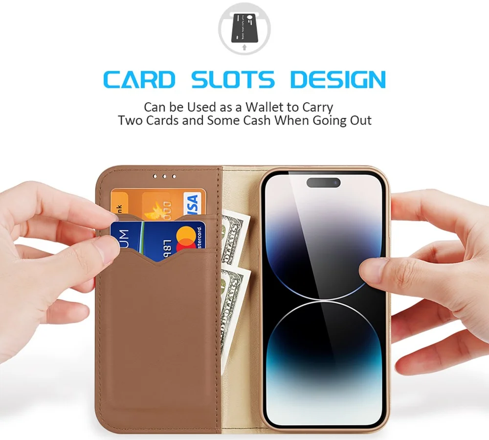 Dux Ducis Hivo Apple iPhone 15 Pro Hoesje RFID Book Case Bruin afbeelding 2