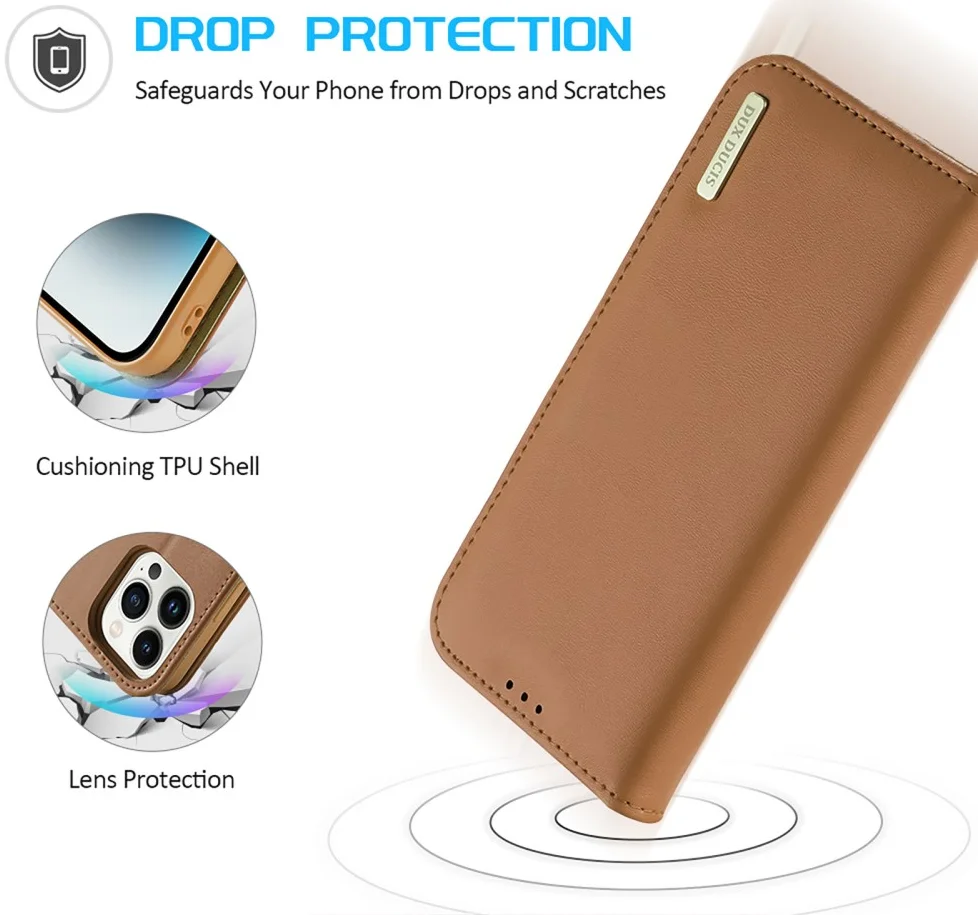 Dux Ducis Hivo Apple iPhone 15 Pro Hoesje RFID Book Case Bruin afbeelding 5