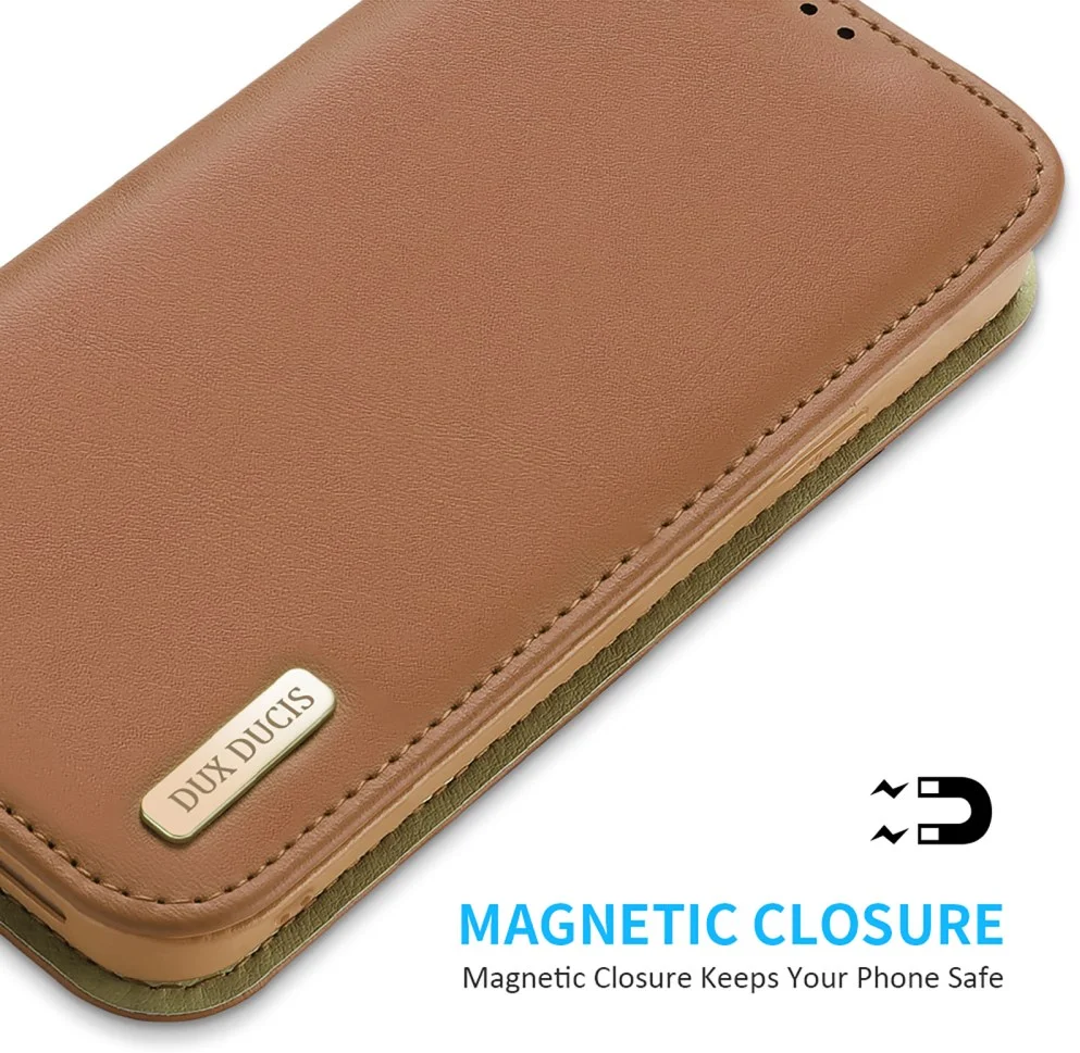 Dux Ducis Hivo Apple iPhone 15 Pro Hoesje RFID Book Case Bruin afbeelding 6