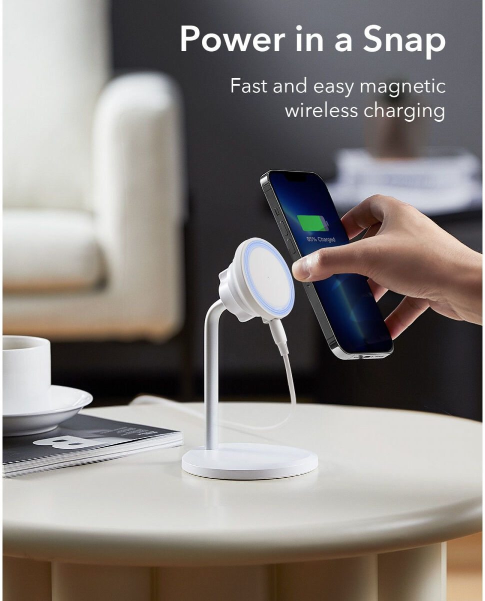 ESR HaloLock Shift MagSafe Telefoon Bureau Houder met Opladen 15W Wit afbeelding 4