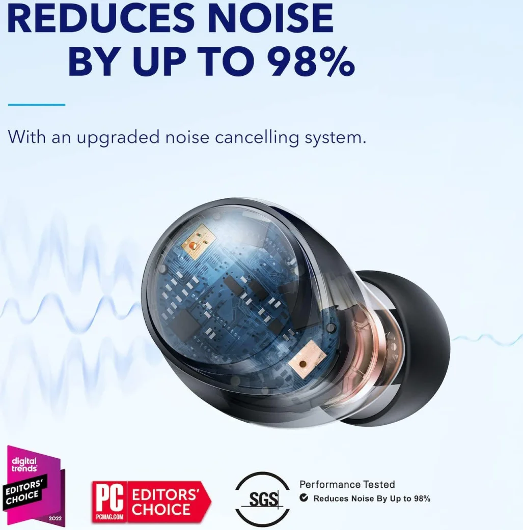 Anker SoundCore Space A40 Draadloze Oordopjes Ruisonderdrukking Zwart afbeelding 4