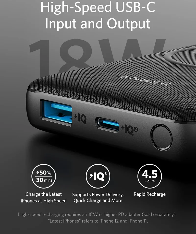 Anker PowerCore III (18W) QI Fast Charge Powerbank 10.000 mAh Zwart afbeelding 6