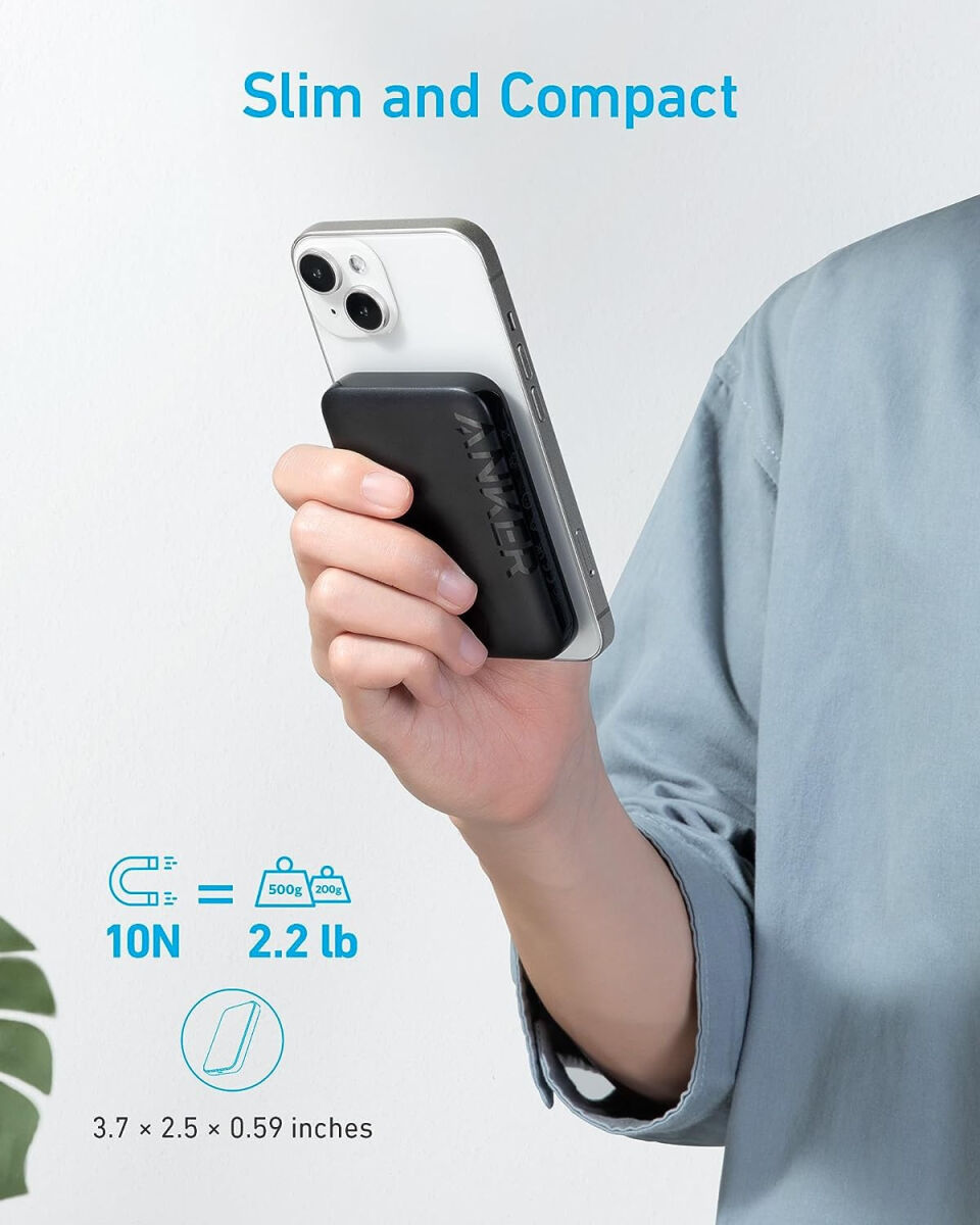 Anker 321 PowerCore MagGo (7.5W) MagSafe Powerbank 5.000 mAh Zwart afbeelding 3