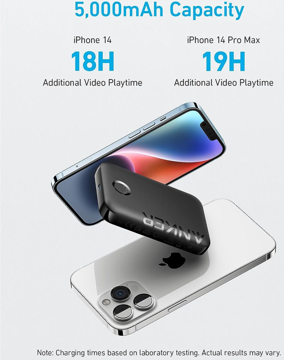 Anker 321 PowerCore MagGo (7.5W) MagSafe Powerbank 5.000 mAh Zwart afbeelding 4