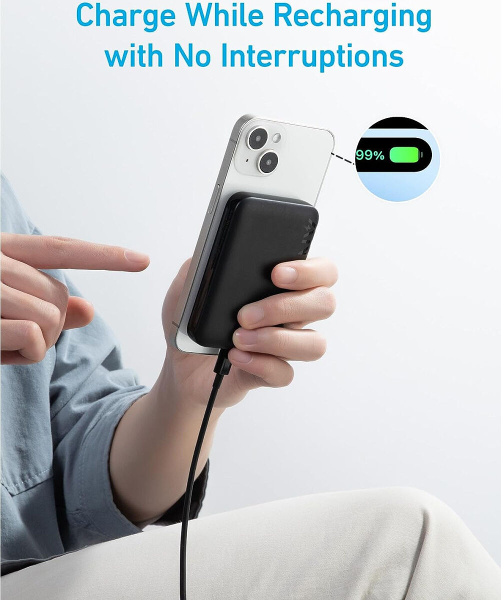 Anker 321 PowerCore MagGo (7.5W) MagSafe Powerbank 5.000 mAh Zwart afbeelding 5