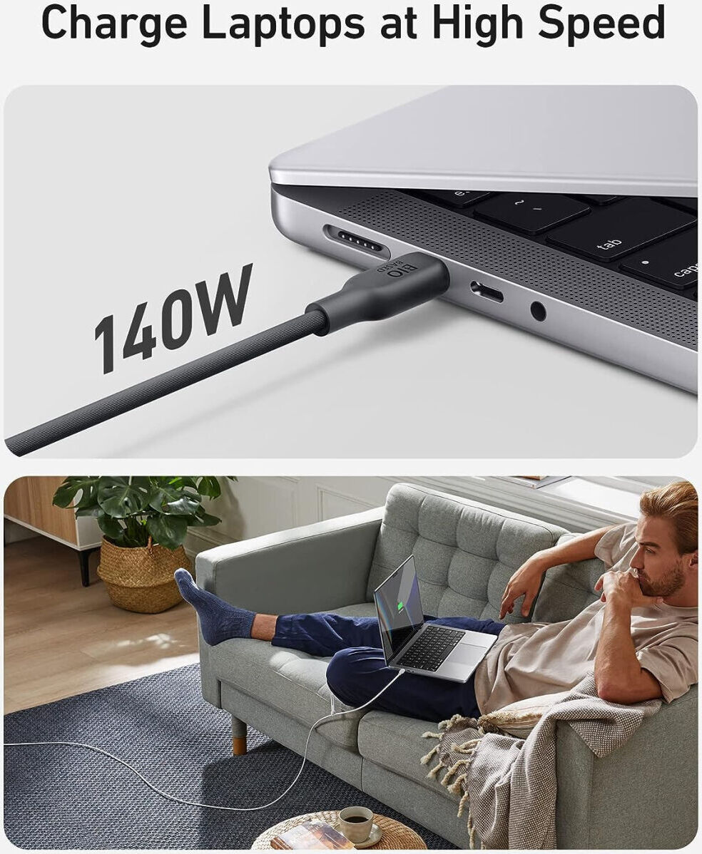Anker 543 Bio-Based (140W) USB-C naar USB-C Kabel 0.9 Meter Zwart afbeelding 4