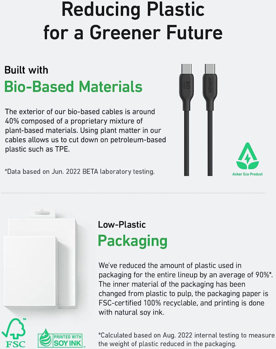 Anker 543 Bio-Based (140W) USB-C naar USB-C Kabel 0.9 Meter Zwart afbeelding 7