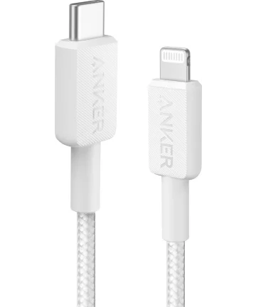 Anker 322 Gevlochten MFi USB-C naar Apple Lightning Kabel 0.9M Wit Kabels