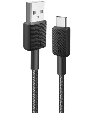 Anker 322 Gevlochten USB-A naar USB-C Kabel 1.8M Zwart Kabels