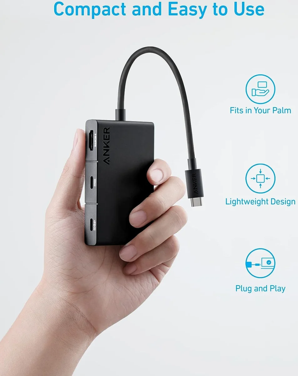 Anker 332 5-in-1 USB-C Hub HDMI 1.4 / 2x USB-C 100W / 2x USB-A  5Gbps afbeelding 5