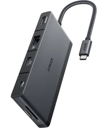 Anker 552 USB-C Hub 9-in-1 HDMI/ (Micro)SD / USB-A / USB-C / Ethernet Kabels