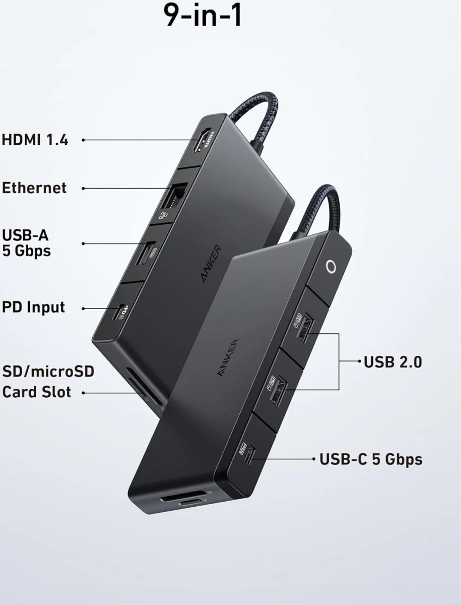 Anker 552 USB-C Hub 9-in-1 HDMI/ (Micro)SD / USB-A / USB-C / Ethernet afbeelding 2