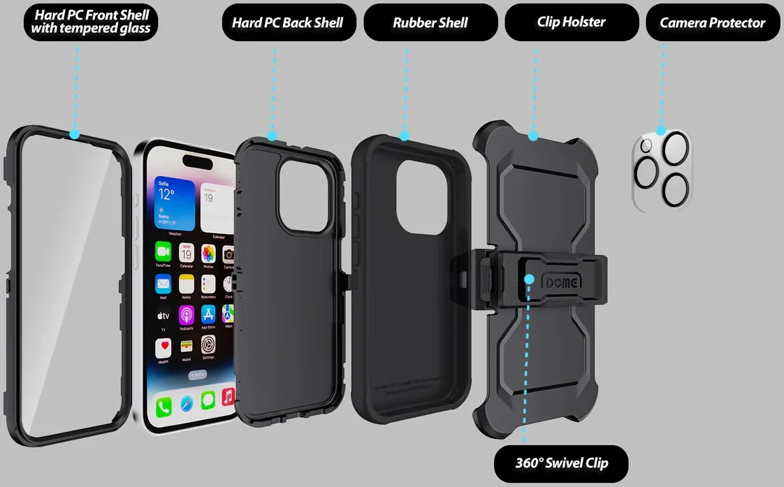 Whitestone Aegis Apple iPhone 15 Pro Hoesje Full Protect Cover Blauw afbeelding 9