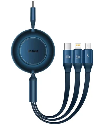 Baseus USB-C 3-in-1 Kabel met Micro-USB / USB-C / Lightning 1.1M Blauw Kabels