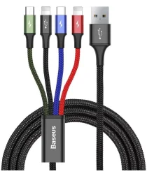 Baseus USB 4-in-1 Kabel Micro-USB / USB-C / 2x Lightning 1.2M Zwart