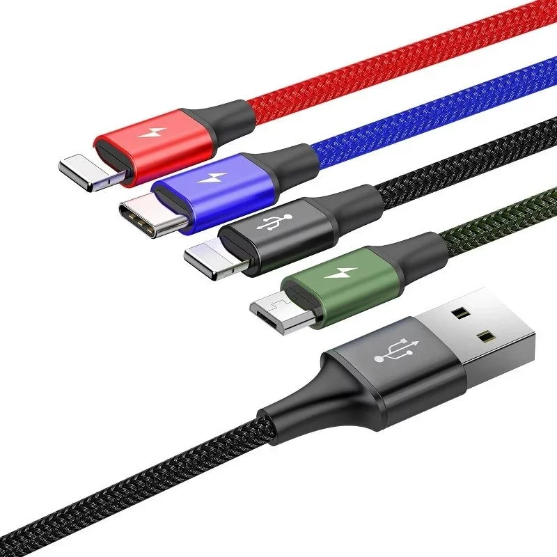 Baseus USB 4-in-1 Kabel Micro-USB / USB-C / 2x Lightning 1.2M Zwart afbeelding 2