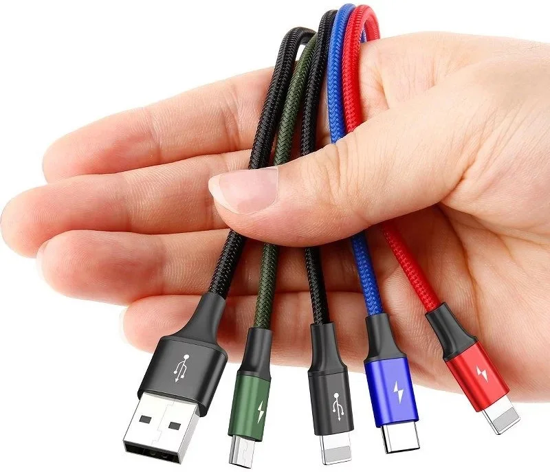 Baseus USB 4-in-1 Kabel Micro-USB / USB-C / 2x Lightning 1.2M Zwart afbeelding 3