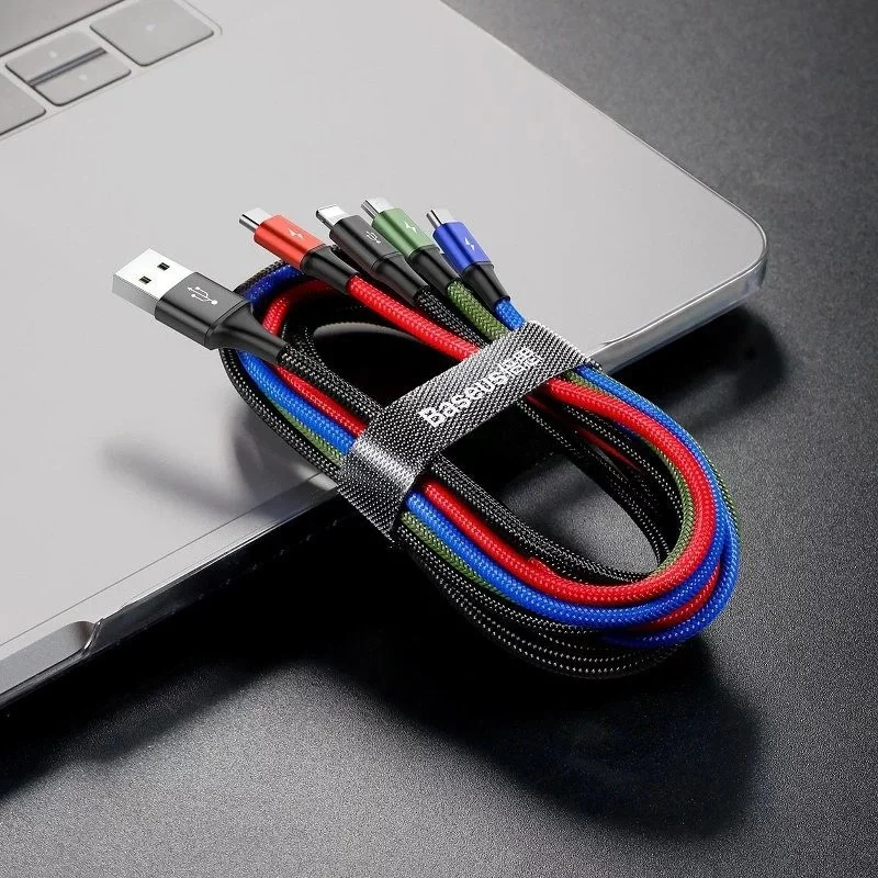 Baseus USB 4-in-1 Kabel Micro-USB / USB-C / 2x Lightning 1.2M Zwart afbeelding 5