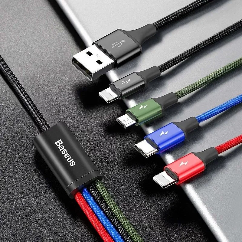 Baseus USB 4-in-1 Kabel Micro-USB / USB-C / 2x Lightning 1.2M Zwart afbeelding 6