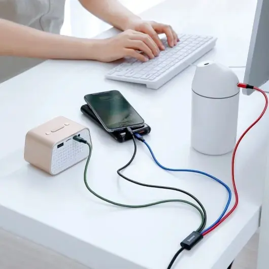 Baseus USB 4-in-1 Kabel Micro-USB / USB-C / 2x Lightning 1.2M Zwart afbeelding 4