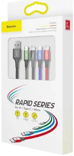 Baseus USB 4-in-1 Kabel Micro-USB / USB-C / 2x Lightning 1.2M Zwart afbeelding 8