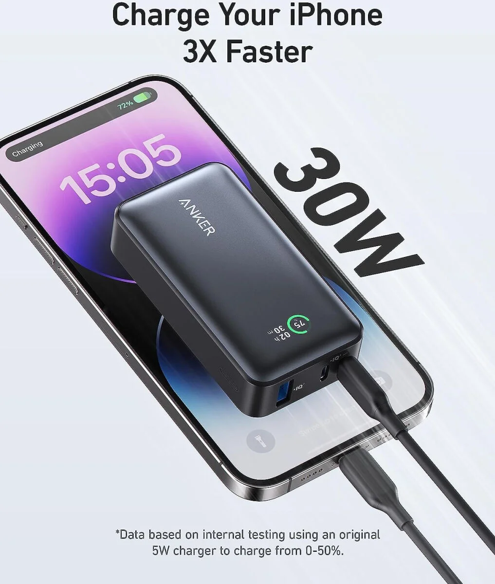 Anker 533 PowerCore (30W) Compacte PPS Powerbank 10.000 mAh Zwart afbeelding 3