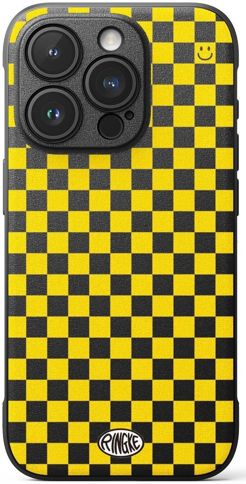 Ringke Onyx Design iPhone 15 Pro Hoesje Flexibel TPU Checkerboard afbeelding 2