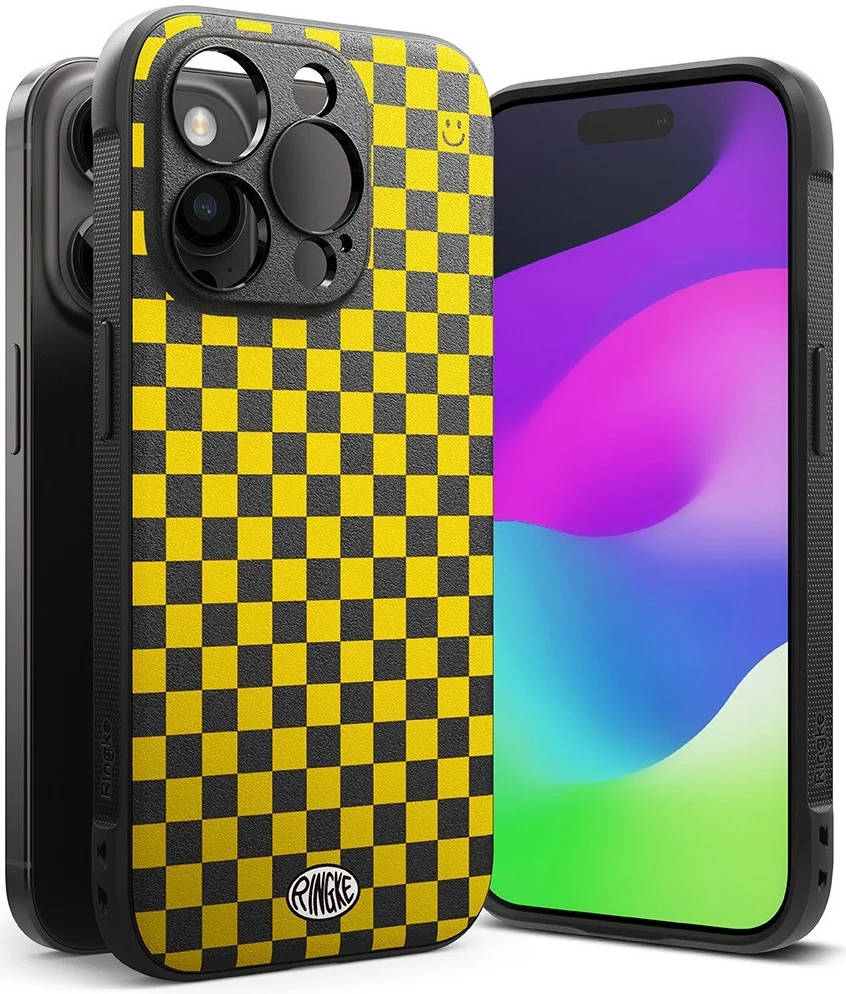 Ringke Onyx Design iPhone 15 Pro Hoesje Flexibel TPU Checkerboard afbeelding 11