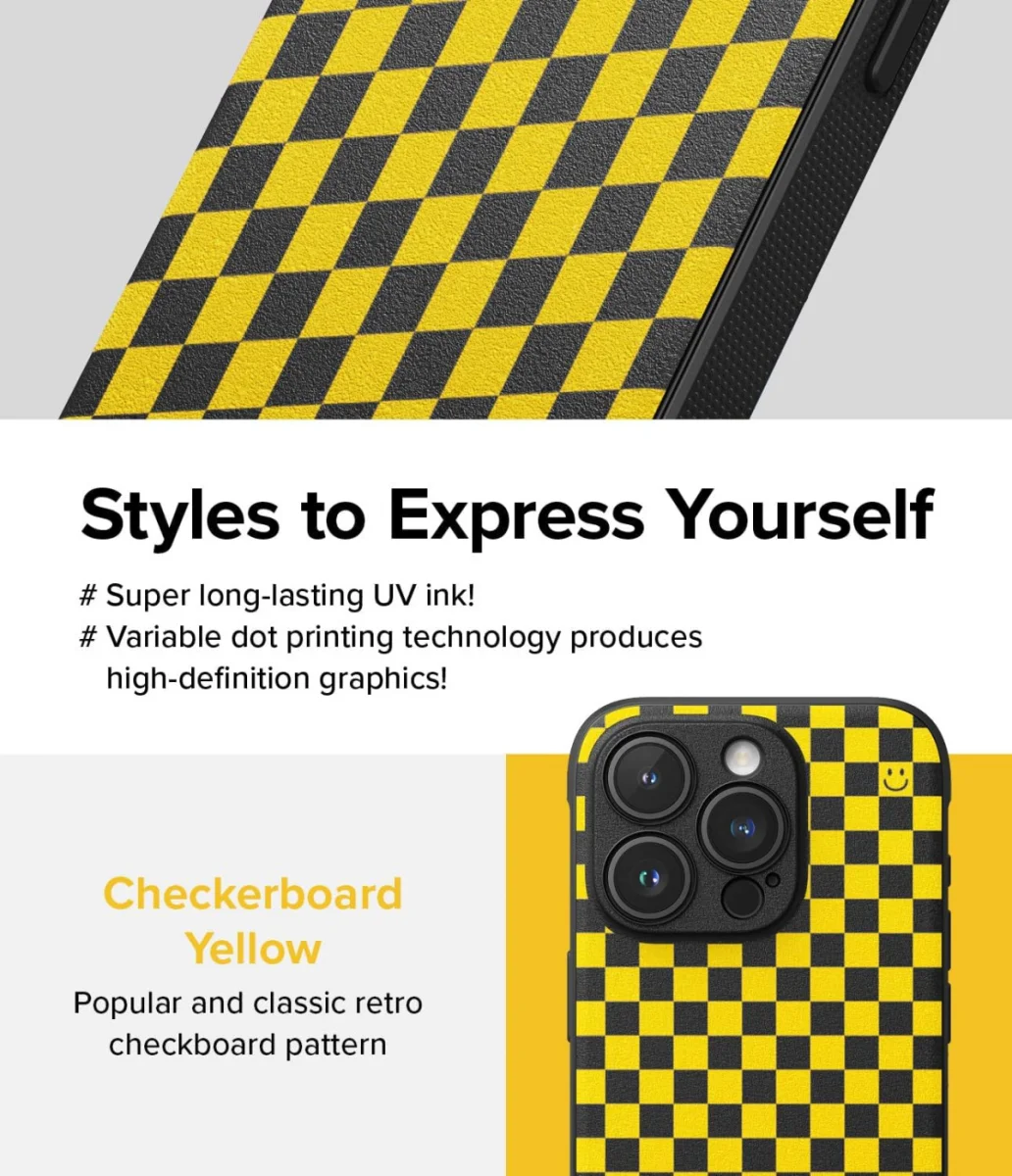 Ringke Onyx Design iPhone 15 Pro Hoesje Flexibel TPU Checkerboard afbeelding 3