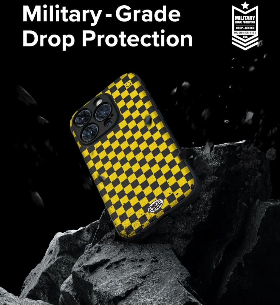 Ringke Onyx Design iPhone 15 Pro Hoesje Flexibel TPU Checkerboard afbeelding 4