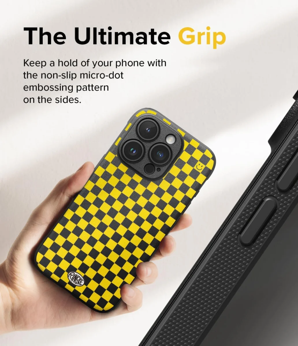 Ringke Onyx Design iPhone 15 Pro Hoesje Flexibel TPU Checkerboard afbeelding 7
