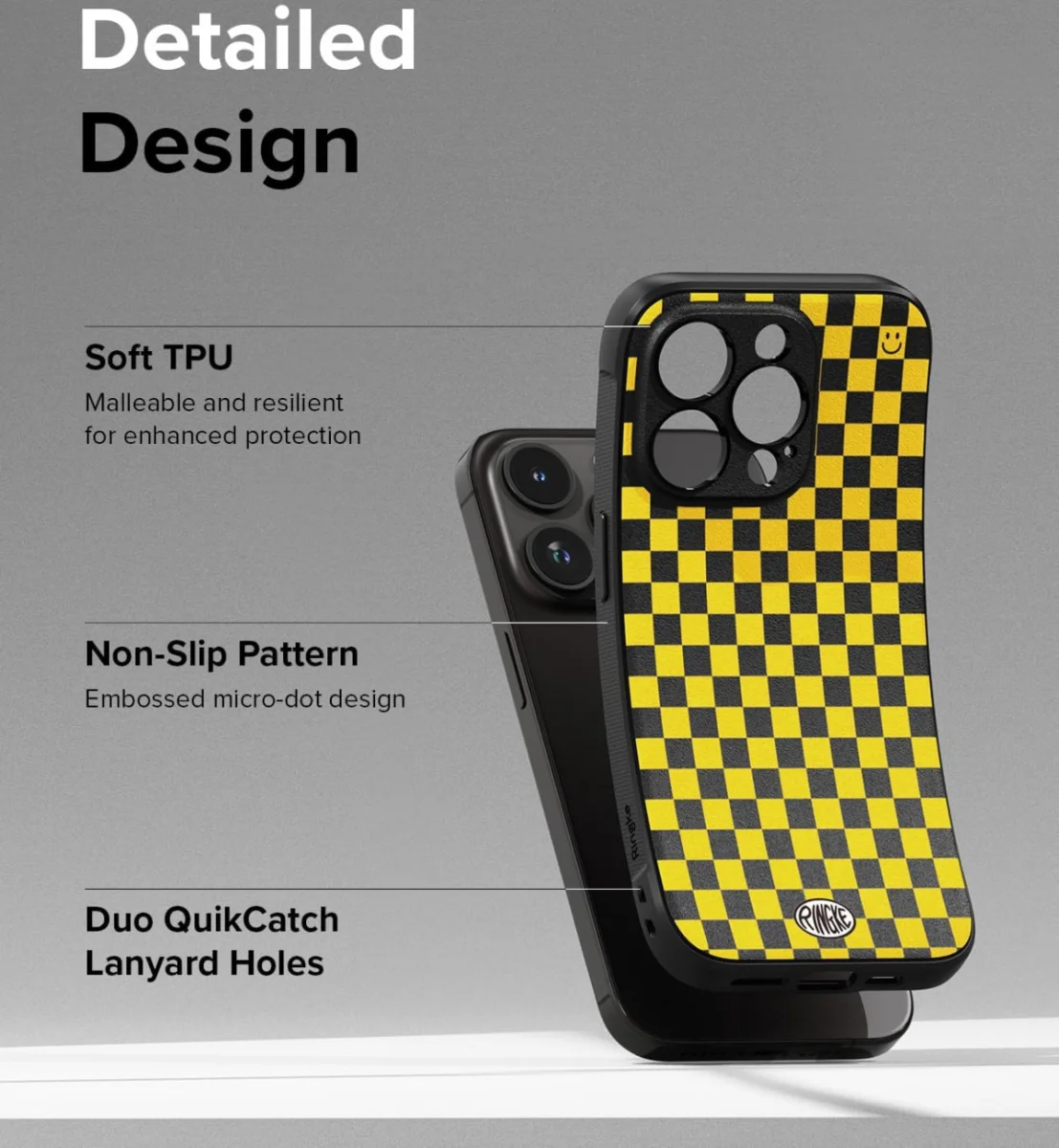 Ringke Onyx Design iPhone 15 Pro Hoesje Flexibel TPU Checkerboard afbeelding 9