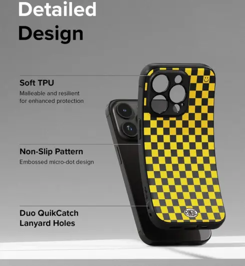 Ringke Onyx Design iPhone 15 Pro Hoesje Flexibel TPU Checkerboard afbeelding 9
