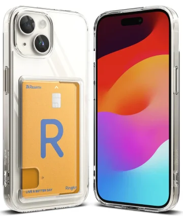 Ringke Fusion Card Apple iPhone 15 Plus Hoesje Kaarthouder Transparant Hoesjes
