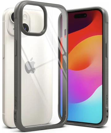 Ringke Fusion Bold Apple iPhone 15 Hoesje Back Cover Transparant Grijs Hoesjes